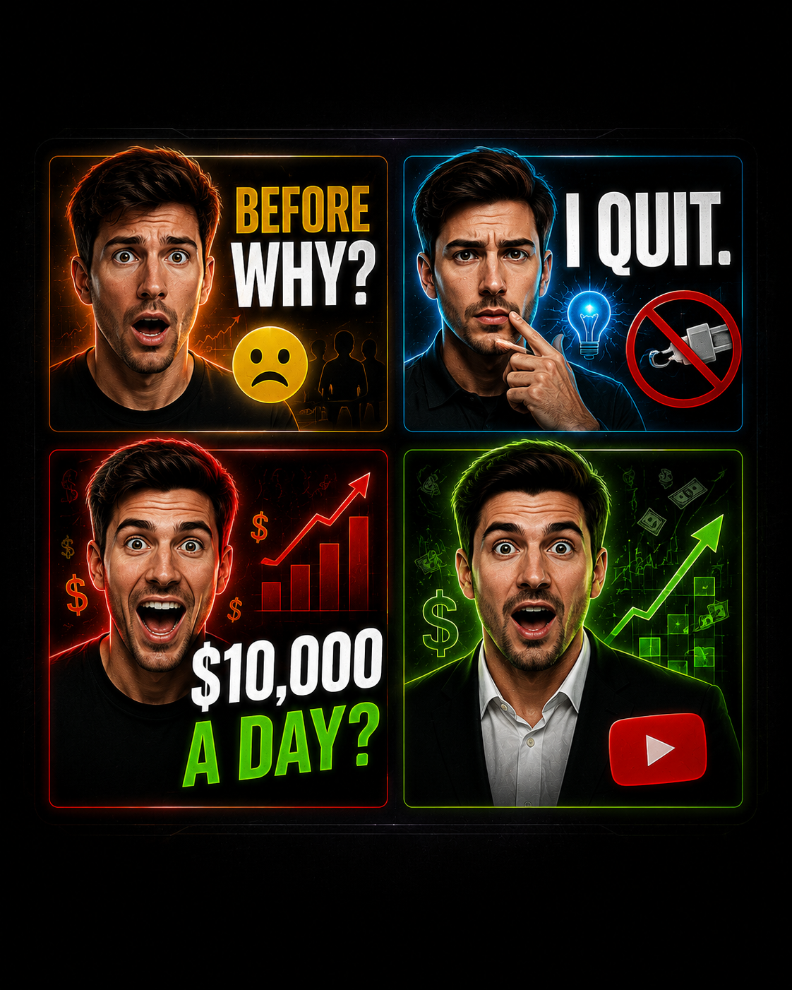 Grid of example YouTube-style thumbnails used for breakdown analysis.