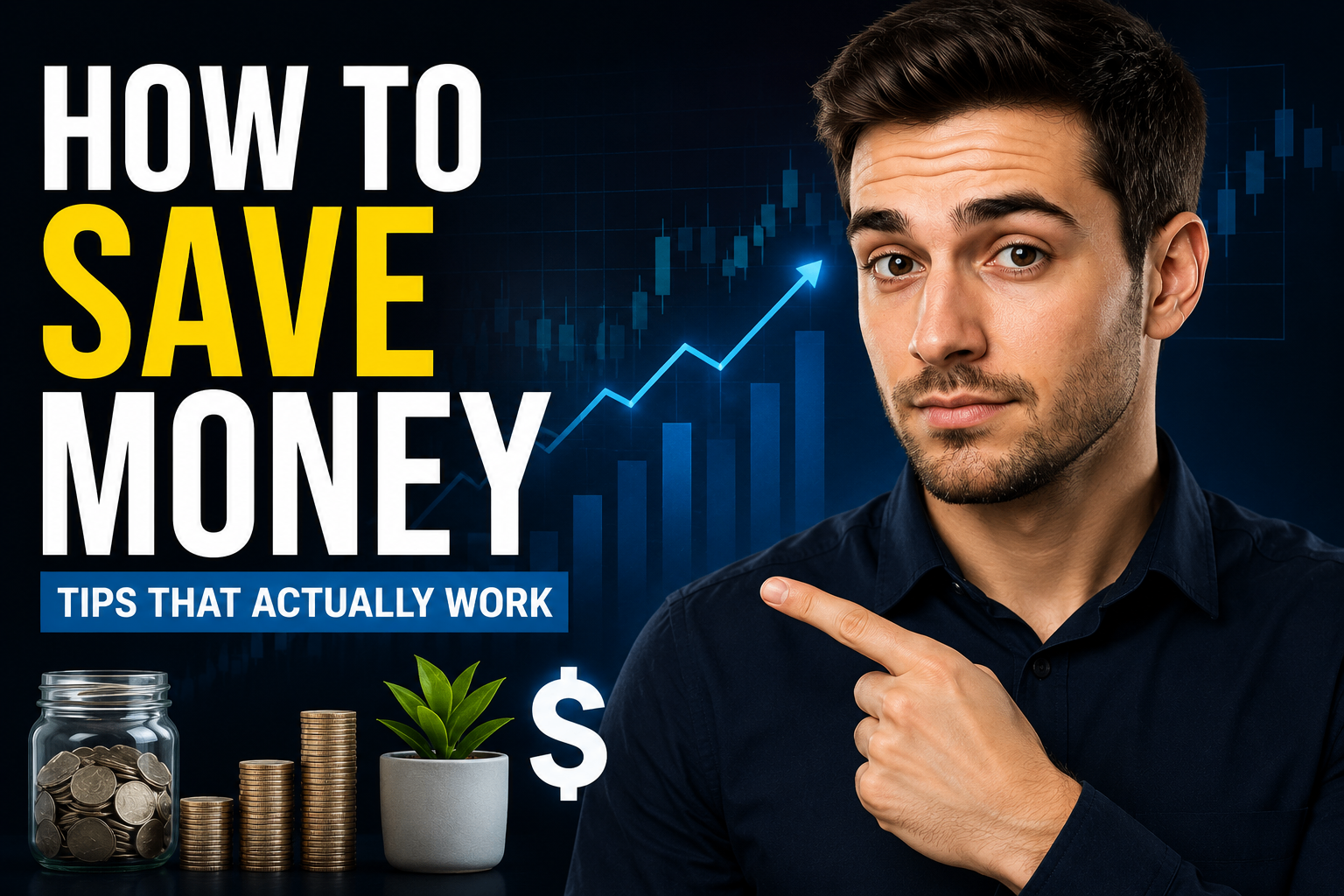 Finance thumbnail before with save money headline