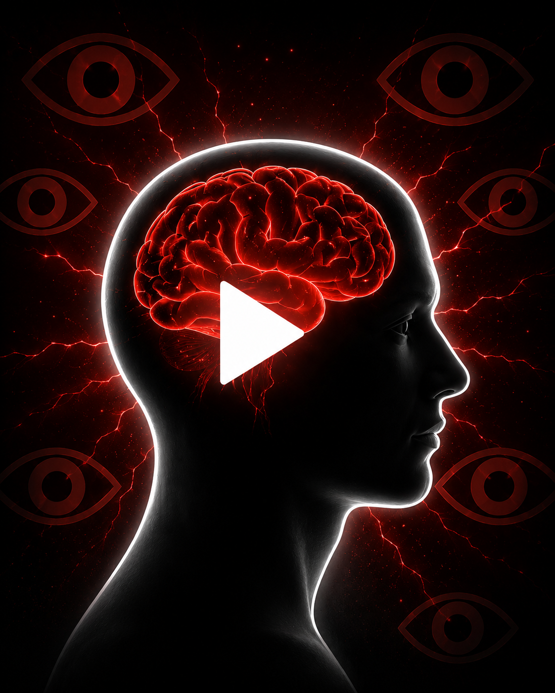 Abstract red visual representing viewer psychology and attention triggers.