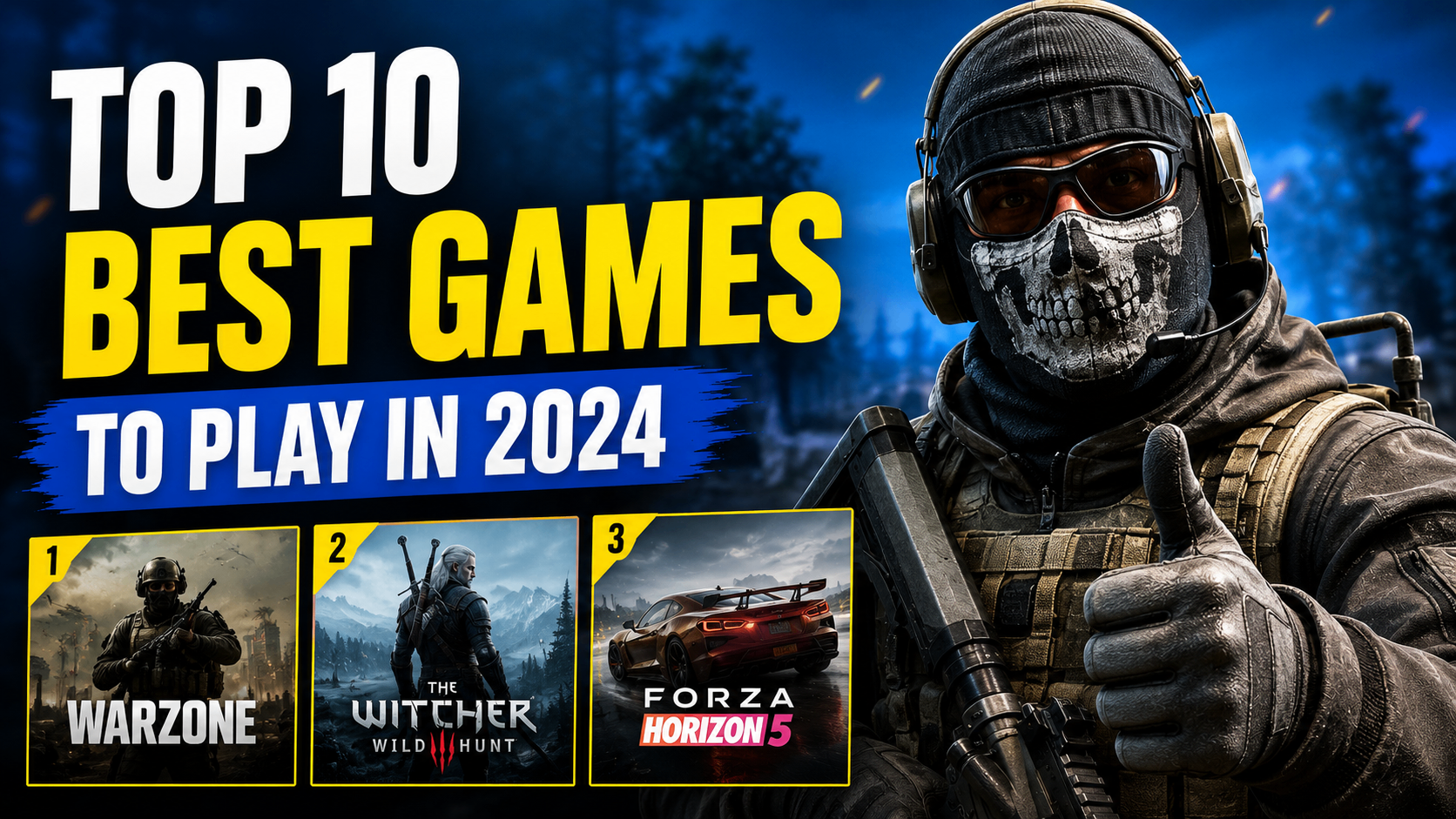 Gaming thumbnail before with top 10 best games headline